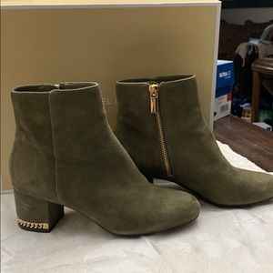 Green michael Kors suede booties